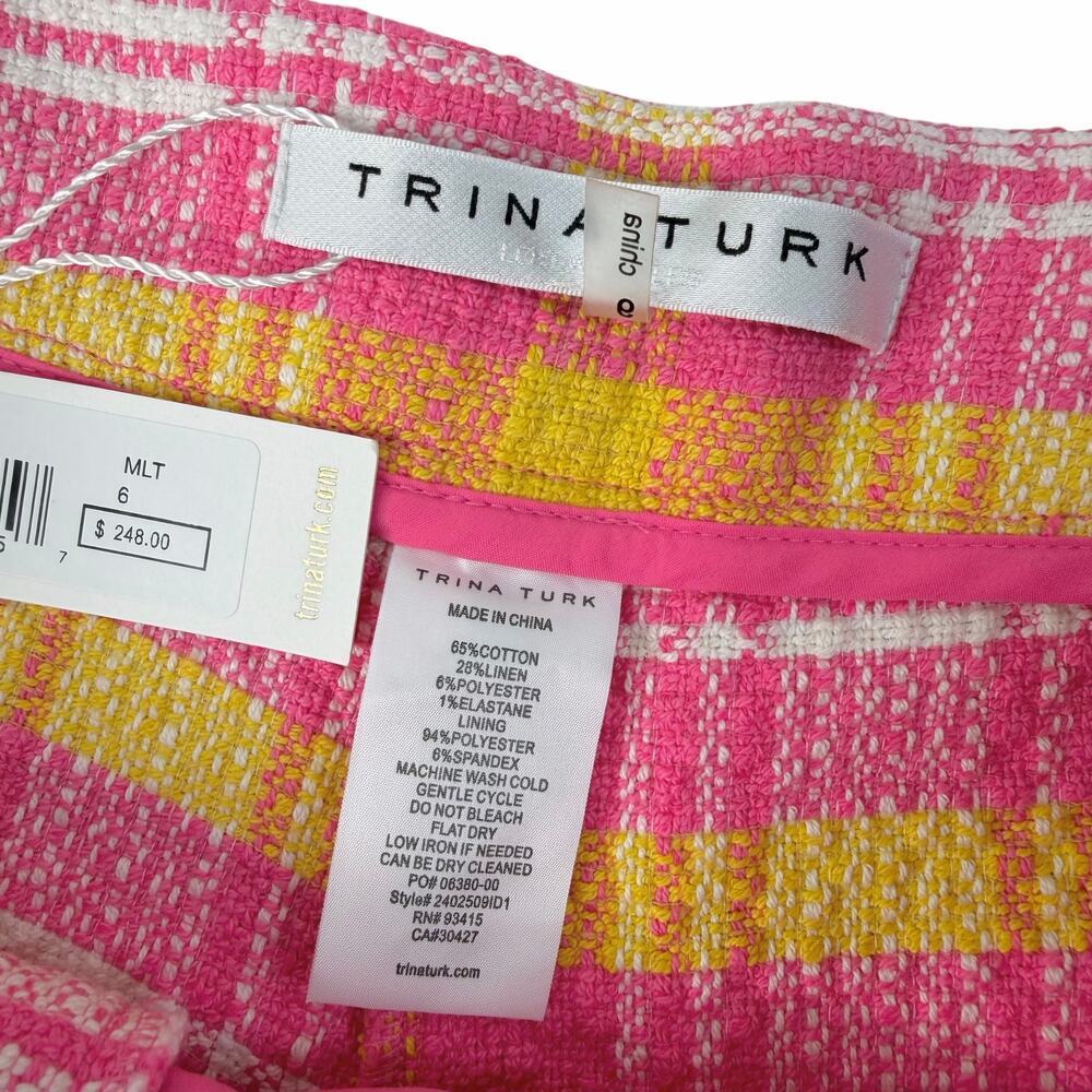 New Women’s Trina Turk Corbin 2 Plaid Tweed Shorts Size 6 - Picture 4 of 12